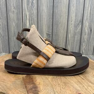 Tidewater Montauk Cabana Flip Flop Sandals‎ Faux Leather Orange Cloth Wm 9